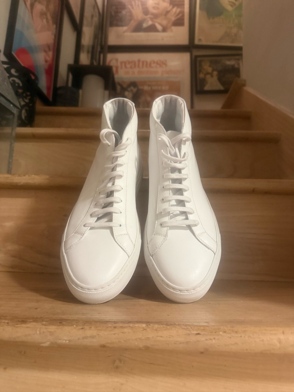 NEW Common Projects Men’s Achilles Hitop Leather Sneakers (White, M-11US/44IT) - Picture 12 of 12